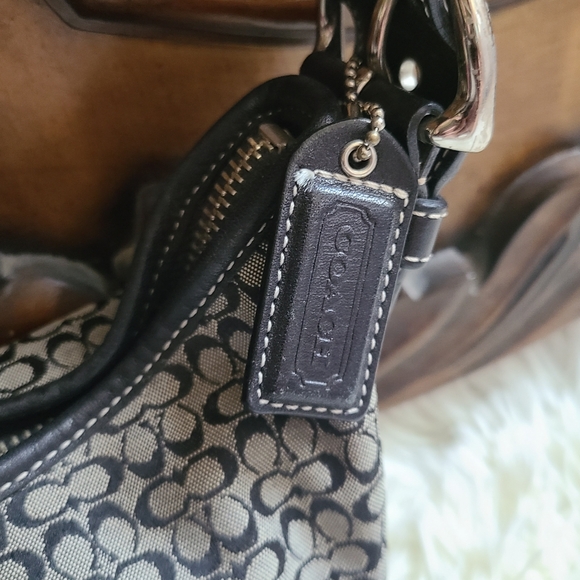 Coach Y2K Mini Bag Black Signature Canvas And Leather Buckle Hobo - Picture 2 of 14